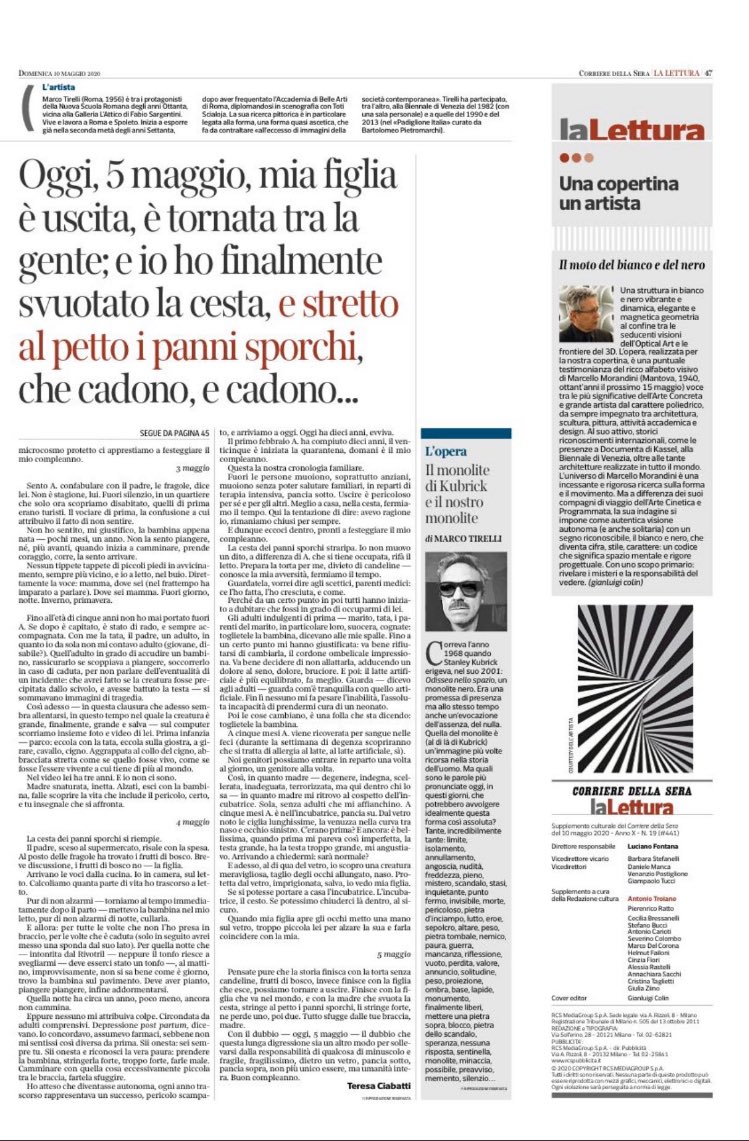 Di questa quarantena abbiamo visto la narrazione consolatoria, quella securitaria, quella apocalittica e quella colpevolistica. Poi arriva @teresaciabatti sul <a href="/Corriere/">Corriere della Sera</a> e tutto il resto ciao.