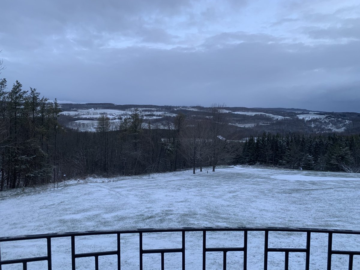 Ontario’s Purple Hills are white this morning. Would someone tell Mother Nature it is the 9th of May