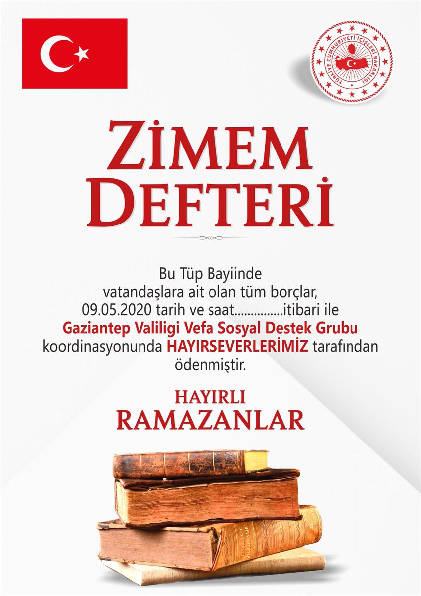 gul_davut's tweet photo. İçişleri Bakanlığımızın  talimatıyla kurulan Valilik Vefa Sosyal Destek Grubu öncülüğünde;

Gaziantepli Hayırseverler,ihtiyaç sahiplerinin borçlarını kapatmak için

51 mahallede 210 Tüpgaz bayisine 
2 Milyon TL ödeyerek 
ZİMEM defterini satın aldılar👏

Kalbe Dokun Gönül Kazan💐 https://t.co/NIG7b7Arje
