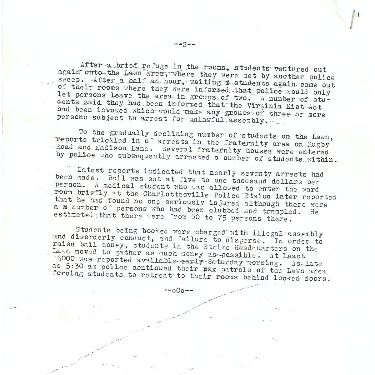 RareUVA's tweet photo. In the early morning hours on Saturday, May 9, 1970, 68   were arrested as Virginia State Police stormed the Lawn and Rugby Rd. This account, published by the Strike Committee ~7 a.m. was copied and made available from Strike headquarters on the Lawn: #maystrikeincontext #1970UVA https://t.co/qPT66pOpcr