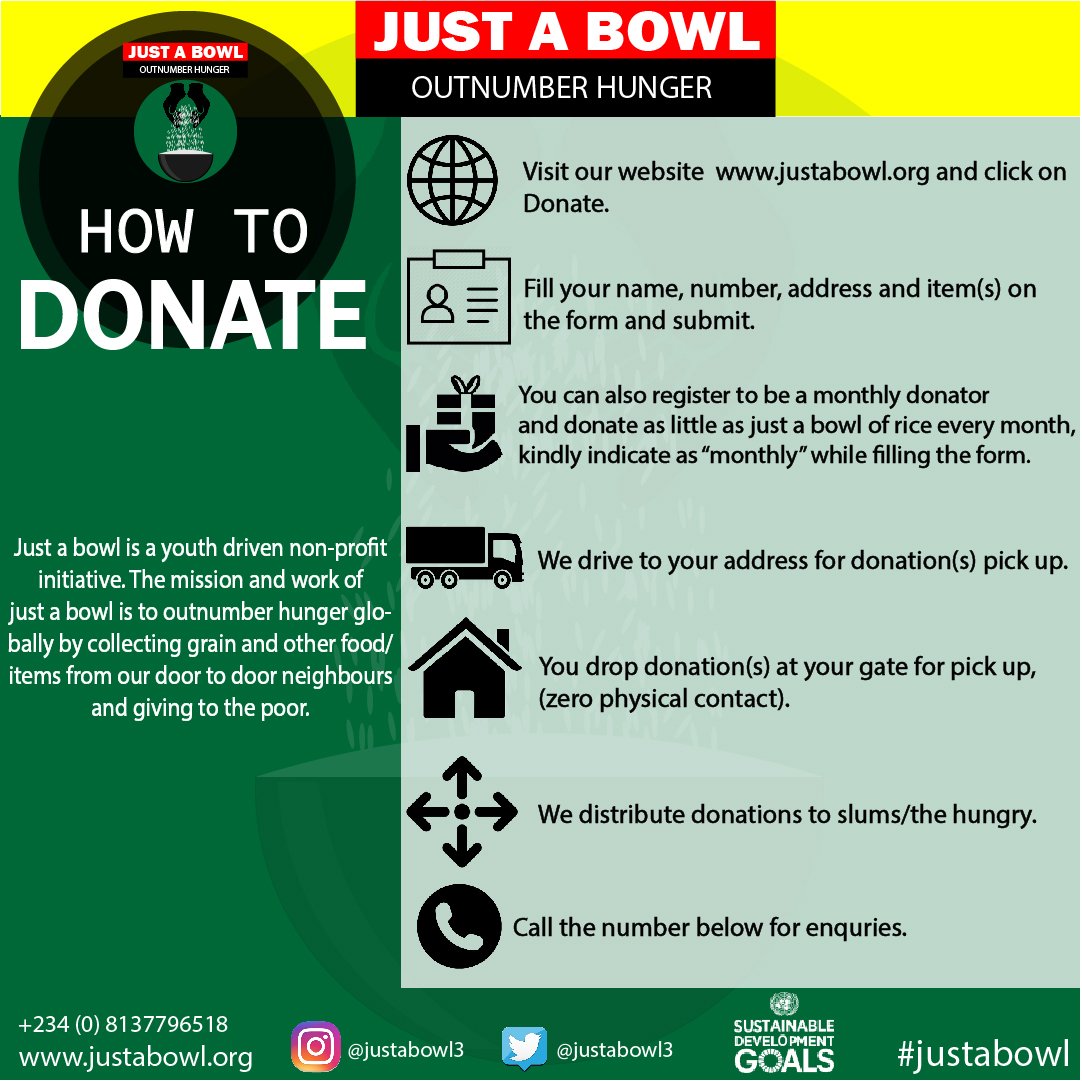 Justabowl3's tweet photo. Just a bowl is a youth driven non-profit initiative. The mission and work of just a bowl is to outnumber hunger globally by collecting donated grain and other food/items from our door to door neighbours and giving to the poor. https://t.co/tp6F6c9vTy #Justabowl3 #outnumberhunger https://t.co/g9JF2wHMov