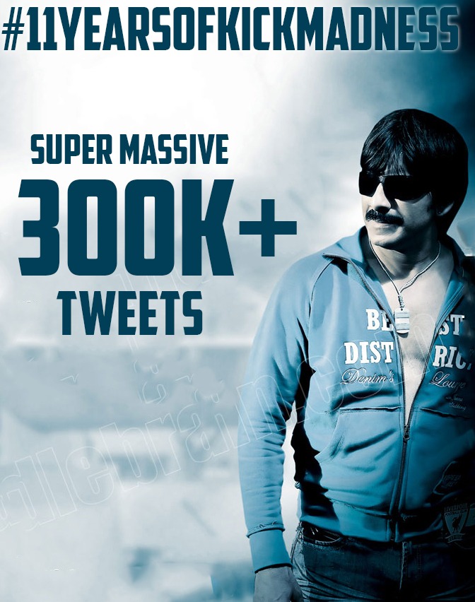 imranjithvarma's tweet photo. #11YearsOfKICKMadness
#11YearsForKick
Super Massive
3️⃣0️⃣0️⃣K+Tweet https://t.co/8uYUJxxyIG