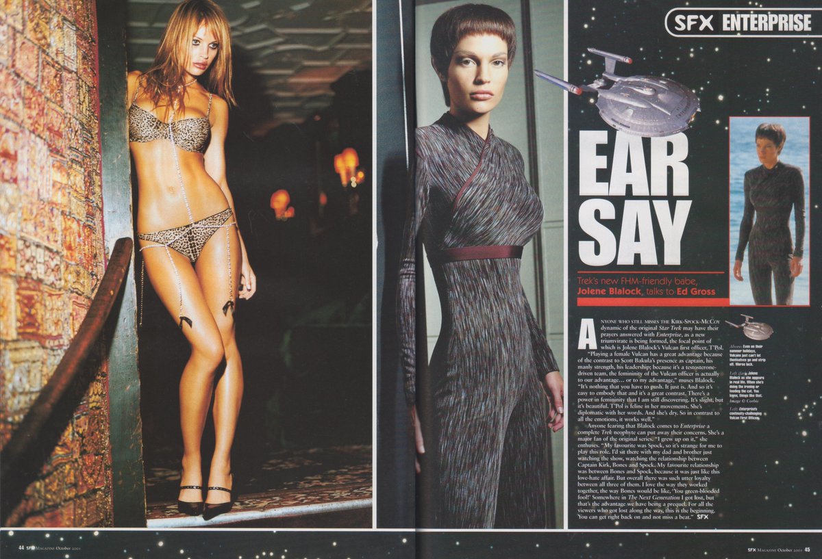 SuccinctReview's tweet photo. SFX Issue 83 (Oct 01) - Star Trek Enterprise feature with Scott Bakula & Jolene Blalock. Interviews: Kristine Sutherland, Jennifer Blanc, Neil Gaiman & Kevin Sorbo. Behind the scenes at the Voyager convention. The 'Before they were famous' Couch Potato. @SFXmagazine #25YearsofSFX https://t.co/sOAnJLd0uo