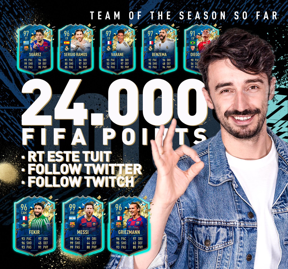 🚨 SORTEO TOTS LALIGA 🚨
Sólo tienes que seguir estos pasos:

✅ RT A ESTE TUIT
🤖 FOLLOW TWITTER <a href="/toniemcee/">Toniemcee</a> 
💜 FOLLOW TWITCH twitch.tv/toniemcee
📅 Ganadores se publicarán el 11/05 a las 20h en directo

¡SUERTE A TODOS!