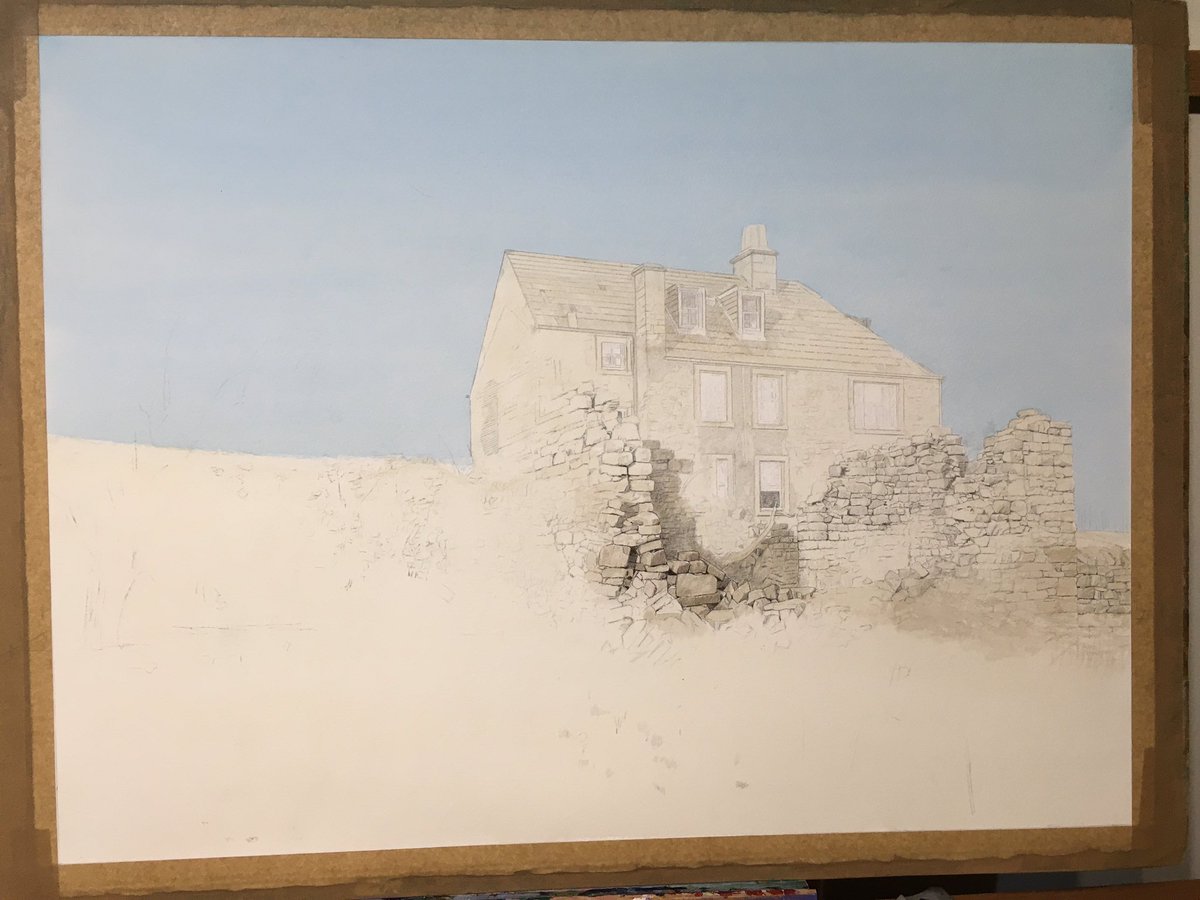 PStangroom's tweet photo. This homage to Riddlehamhope is coming on well. It’s good to have more time to paint and enjoy the spring, and I’m planning new photographs and work too. Take care. #Prudhoe #art #gallery #finesrt #Corbridge #Hexham #Northumberland https://t.co/qCUlTUl5YV