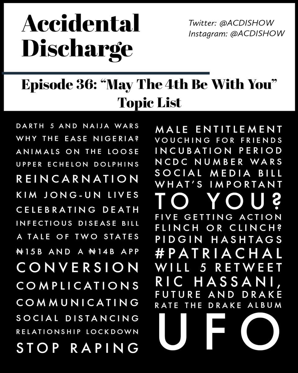 ACDISHOW's tweet photo. Episode 36 "May The 4th Be With You" out on all platforms now!!!
Link: https://t.co/vM5OnX4tlw
#AccidentalDischarge #ACDI #ACDISHOW #Episode36 #MayThe4thBeWithYou #StarWars #Podcast #Podcasting #Podcasters #Podcaster #PodcastLife #PodcastCommunity #PodernFamily #PodcastMovement https://t.co/xeappbqGPQ