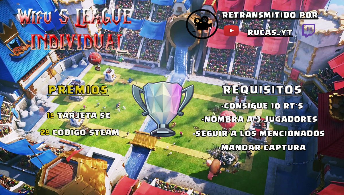 Nos complace anunciaros la Edición lV Individual de #WifusLeague con un pequeño premio para el primer y segundo puesto.
REQUISITOS
Sigue ésta cuenta.
Sigue a @Rubn_cs 
Sigue a <a href="/GerardGL02/">Ggl  [PLD] ⚔️</a> 
Sigue a @KepaDiabru 
Menciona a 3 amigotes
Consigue 10 RT's
Manda captura a @erwifucr_raul