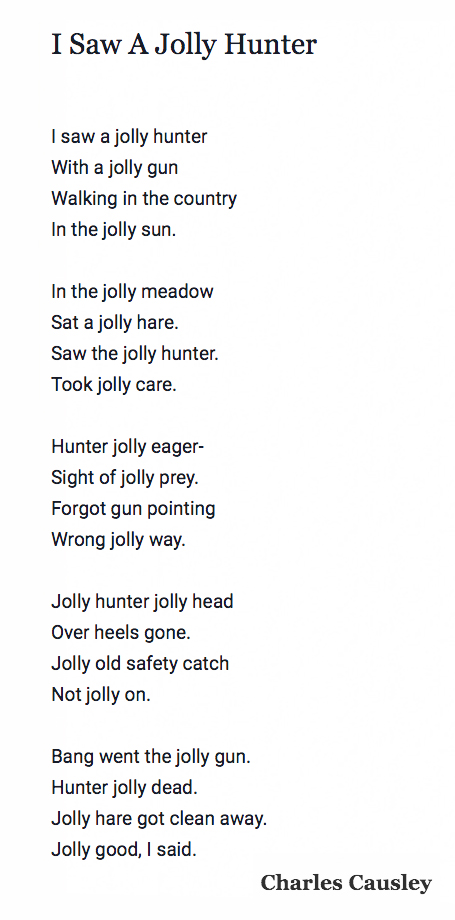 166 I Saw A Jolly Hunter by Charles Causley #PandemicPoems  https://soundcloud.com/user-115260978/166-i-saw-a-jolly-hunter-by-charles-causley