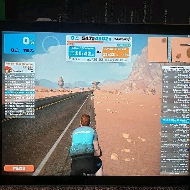 1 of 10 of 10 weeks 24hr <a href="/GoZwift/">Zwift</a> rides any shout outs about feeling abit sore today, all for a great cause <a href="/NHS/">@NHS</a> <a href="/thisisheart/">Heart</a> <a href="/MarkWright_/">Mark Wright</a>