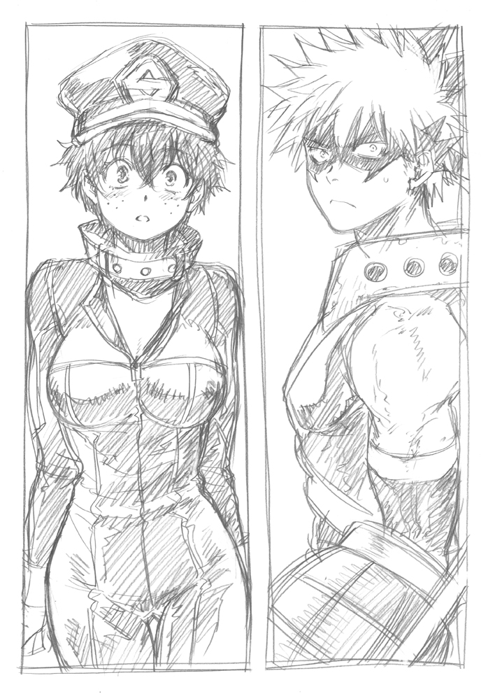 ラフ描き、勝デク(♀)

士傑高校入学のデクちゃんと仮免試験でバッタリ出会うかっちゃん https://t.co/PekFmpo3pd