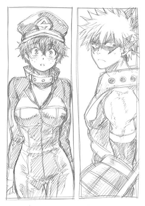 ラフ描き、勝デク(♀)

士傑高校入学のデクちゃんと仮免試験でバッタリ出会うかっちゃん https://t.co/PekFmpo3pd