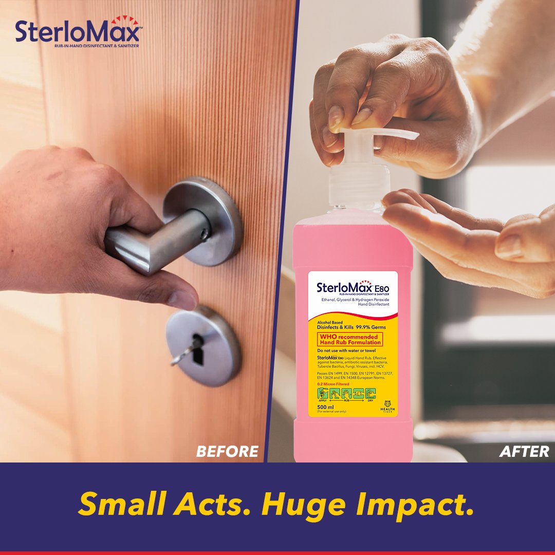 SterloMax's tweet photo. Our hands can make a difference.
#SterloMax rub-in-hand disinfectant is alcohol-based and kills 99.9% germs.
Shop now: https://t.co/1g0uirVRAf
#Hygiene #Disinfectant https://t.co/x9NY7pOOeh