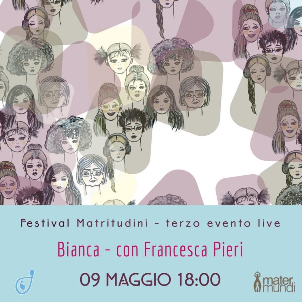 Ci vediamo alle 18 in diretta con <a href="/ClaudiaRavaldi/">Claudia*</a> <a href="/CiaoLapo/">CiaoLapo</a> sulla pagina #Facebook di <a href="/matermundi/">Parole Madri</a>  #festivalmatritudini #matritudini per parlare di #Bianca @DeAPlanetaLibri