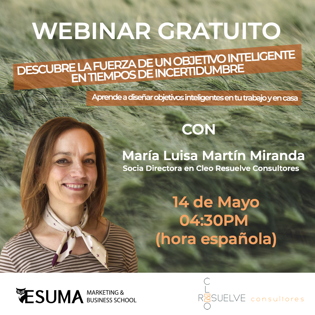 El día 14 de Mayo os traemos un nuevo webinar gratuito de la mano de María Luisa Martín Miranda, Socia Directora de <a href="/CleoResuelve/">Cleo Resuelve</a> 
.
📲Inscríbete aquí: bit.ly/2xO8zJl