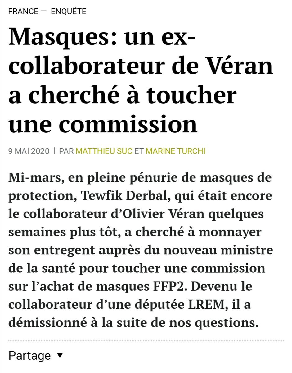 Un collaborateur d'Olivier Servan a tenté de s'enrichir avec les masques FFP2 grâce à sa position au sein de l'état en mars alors qu'on était en pleine pénurie.