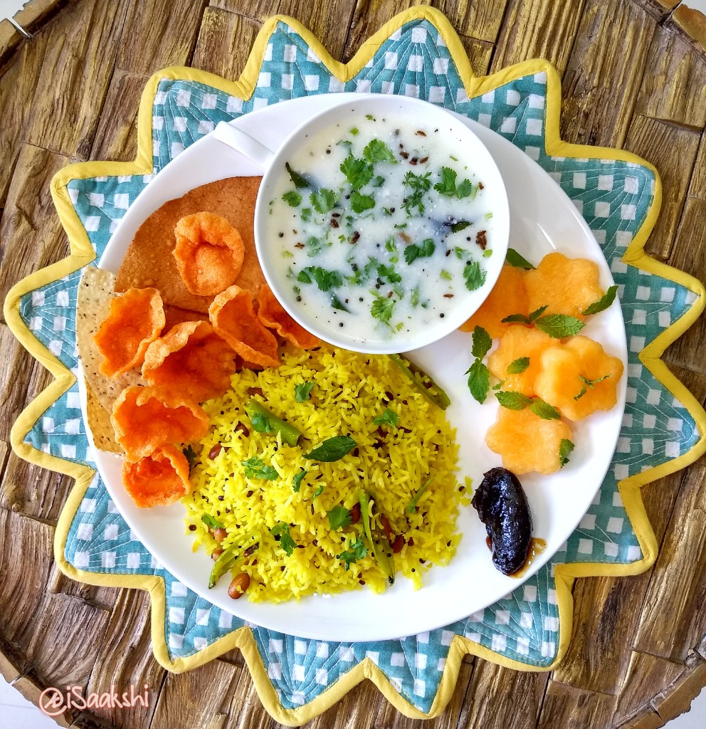 iSaakshi's tweet photo. #Lemon #rice, masala/dahi mirch #mattha, #musklemon #salad, #homemade #lemon #pickle and #papad vadi for #lunch.
#kitchenyoga #desitadka #cooktoheal #foodstories #cookinginquarantine https://t.co/3B6gUXplZy