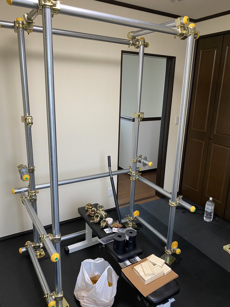 バーベルセット パワーラック 単管パイプ 自作