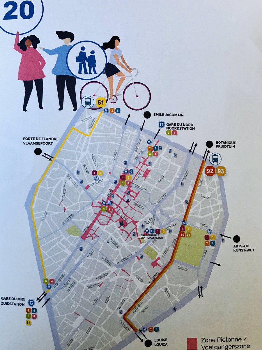 6/ Das ist das Gebiet, dass ab Montag Fußgänger- und Fahrradzone wird: Brüssels komplette Innenstadt, umgeben vom inneren Ring.
