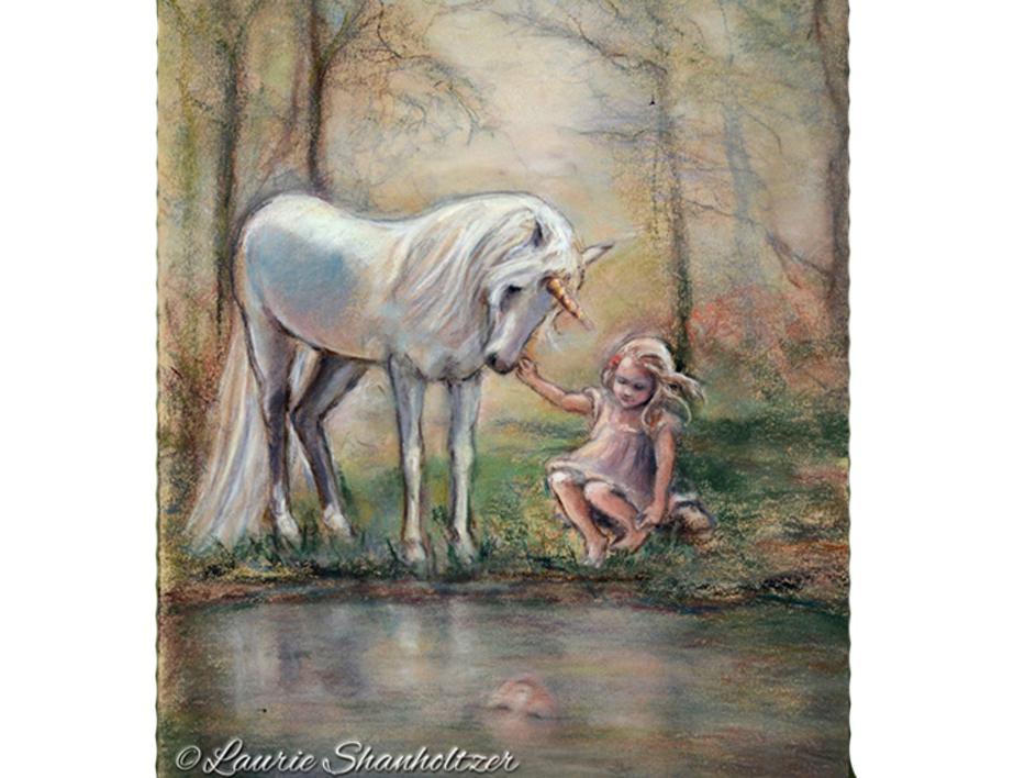 'MAGICAL FACADE' Canvas prints, choice of size. Museum quallity 👉etsy.me/2AiOK9m  
#LaurieShanholtzer #fantasy #Unicorn #myth #GirlandUnicorn   #kidsWallArt #enchantedForest