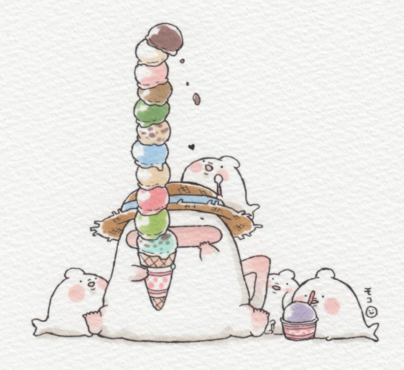 ice cream no humans hat bear food polar bear tongue  illustration images