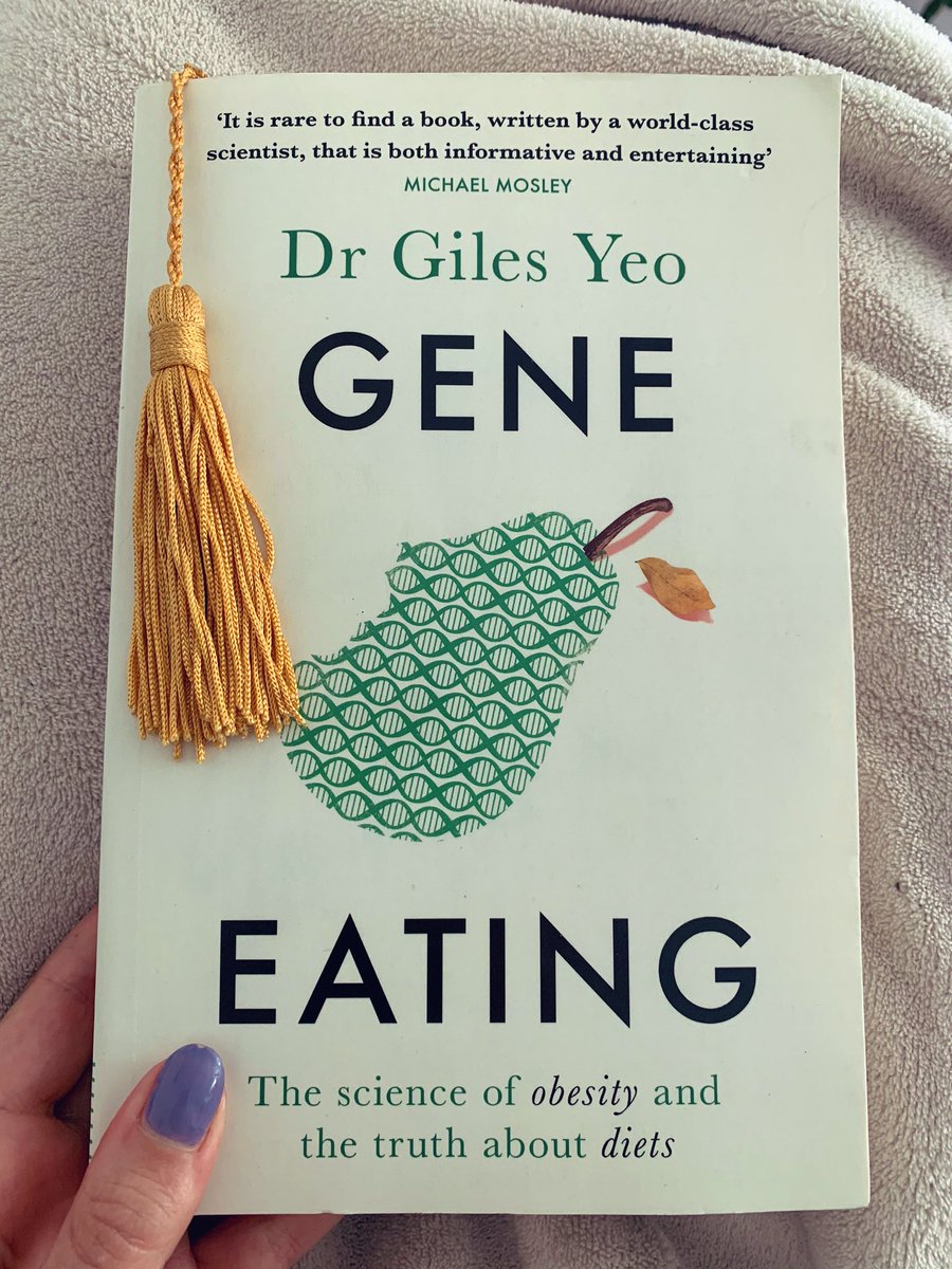 rachelf94's tweet photo. Does this count as studying? Finally reading #geneeating (by a fellow researcher at @MRL_Cam) and, as a biochemist, am enjoying learning more about the geneticist view on obesity and my favourite #guthormones https://t.co/tLDKALxEuZ