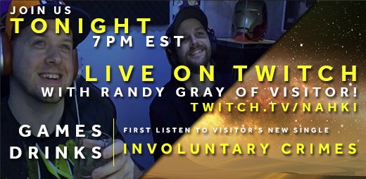 visitormusic333's tweet photo. Tonight at 7pm EST Randy will be joining Nahki on Twitch to play some games, hang out and talk music.

To join go to https://t.co/WRvjcte36u

Hope to see everyone in the chat!!!

#visitormusic #visitorband #involuntarycrimes #nahki #twitch https://t.co/KaqXHjcIh3