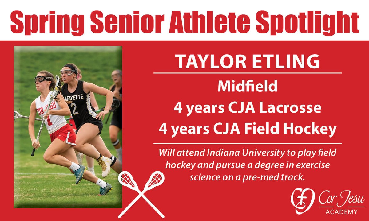 Good luck in college, Taylor! #2020Strong #GoChargers

<a href="/CJAlacrosse/">Cor Jesu Lacrosse</a>