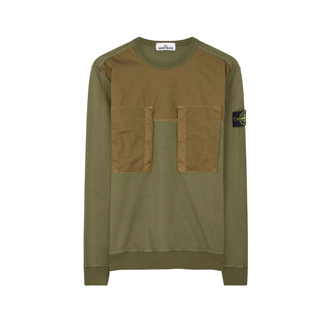 #StoneIsland 61953 SWEATSHIRT IN BLUE MARINE AND OLIVE bit.ly/3duKZ3B