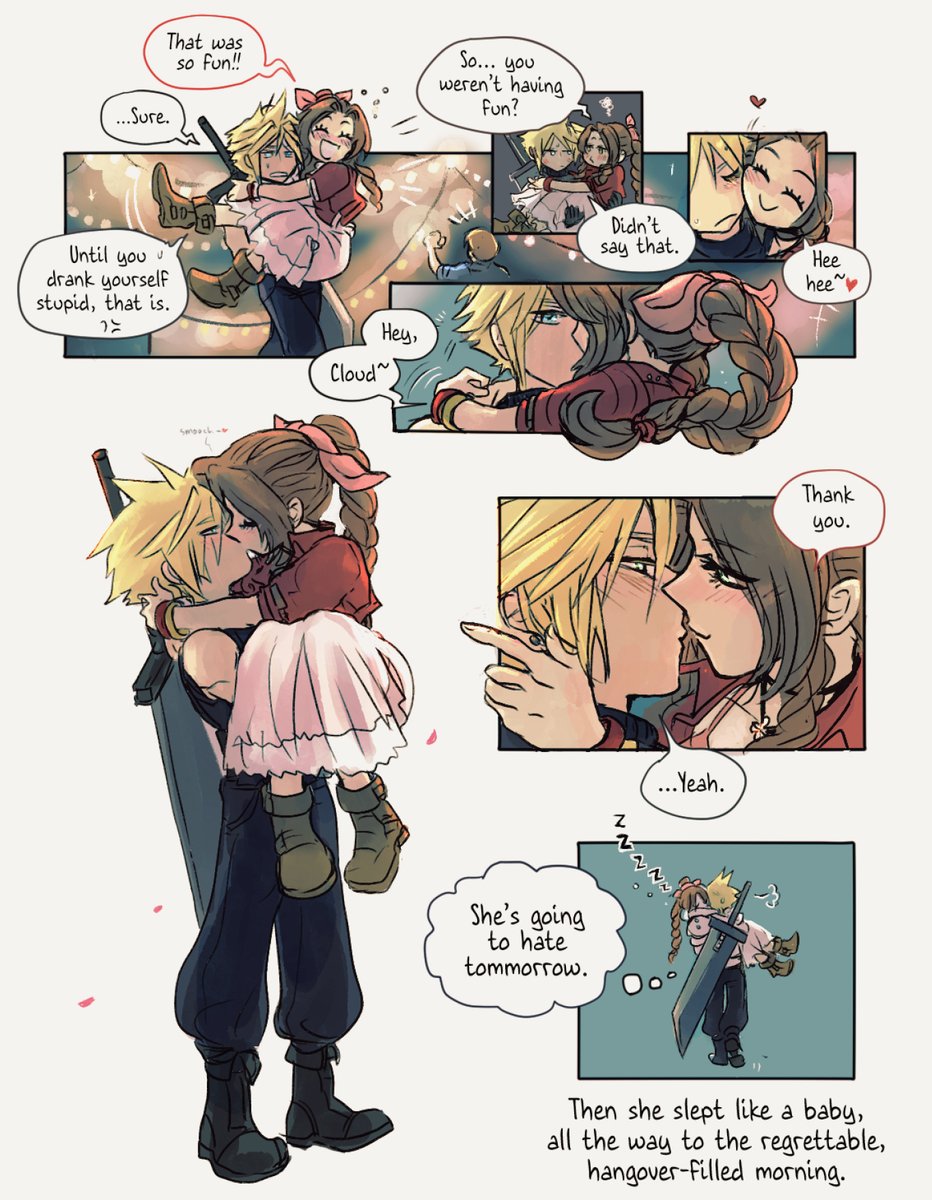 sleep_junky's tweet photo. Clerith/クラエア- travelling w bodyguard bf au series

the continuation from the previous 'drunk Aerith with her bodyguard boyfriend' pic I posted a while ago. https://t.co/Yo0iU5iEWs