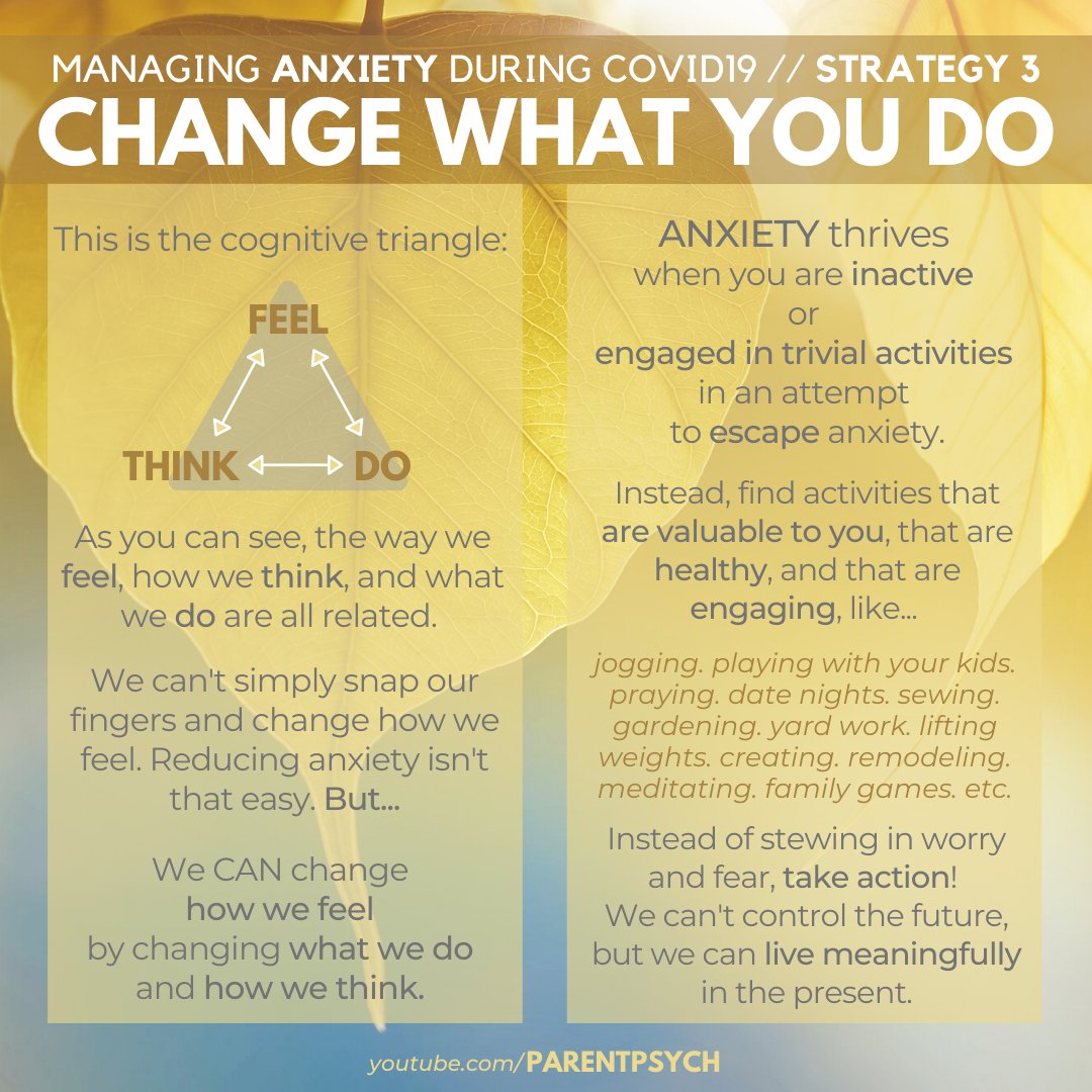 ParentPsych7's tweet photo. 1/ Strategy 3/10: Emotions such as anxiety can be difficult to manage. We've already learned how avoiding anxiety is not a helpful strategy in the long term, &amp; how there are times to experience and accept anxiety. But living constantly w/ the feeling of anxiety is not helpful... https://t.co/yzoZJ9AC4L
