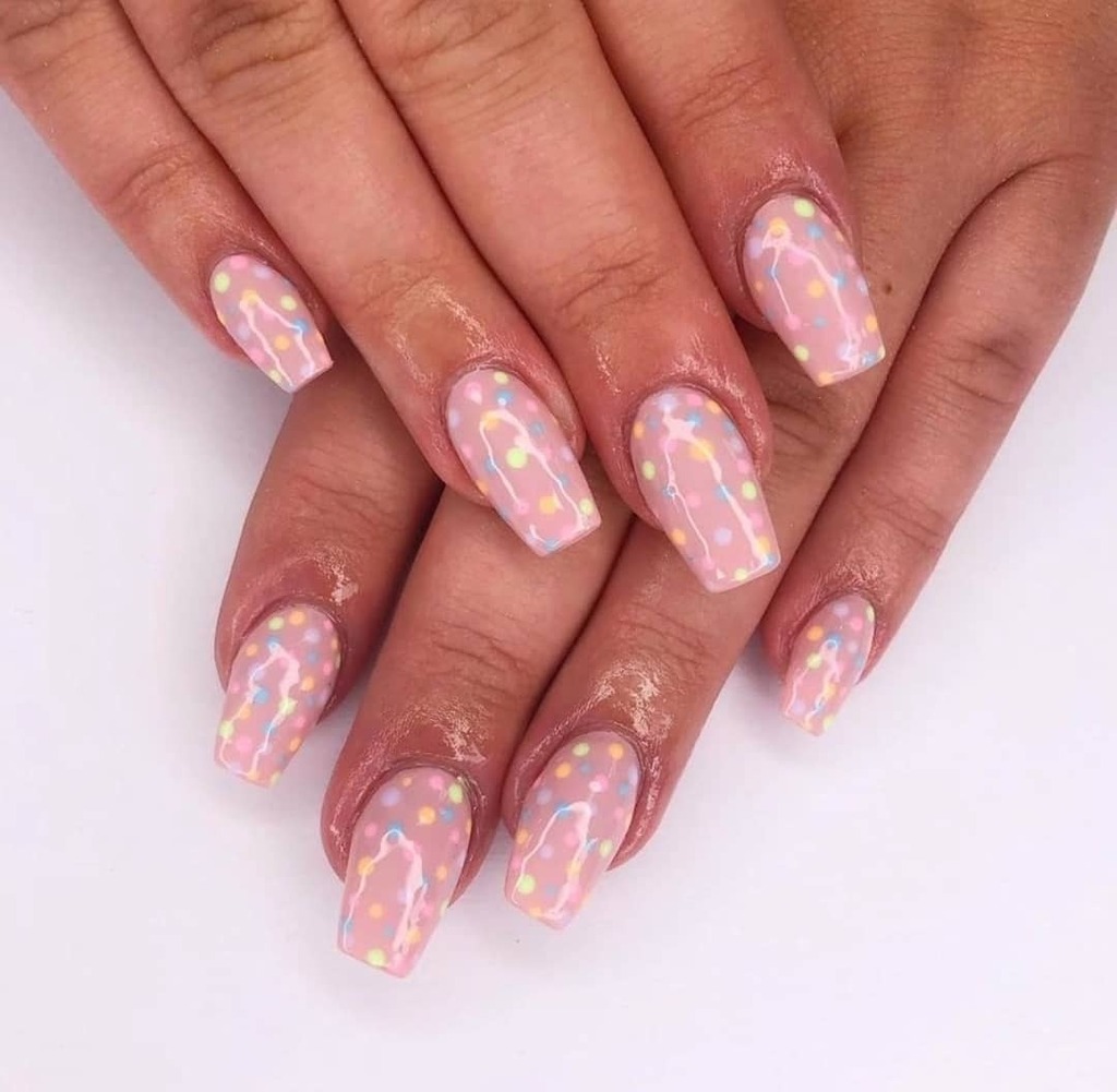 nafsalon's tweet photo. This weeks best combo award goes to pastel & polka dots πππΌΒ We're throwing it back to these super sweet acrylics by #nafemtaff using all @the_gelbottle_inc colours π & lathered in @nafstuff's delicious cuticle oil π€€Β #nafthrowback #nafsimpleart https://t.co/ZNDJ8UYzd8 https://t.co/KLrZTFTjzK