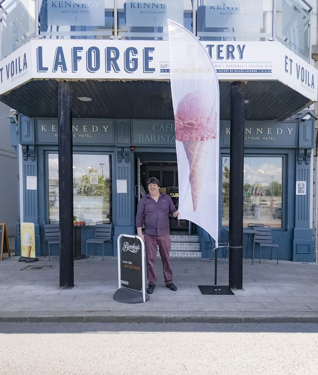 VisitNewRoss's tweet photo. Its a big #welcome back from Giles and Anna. Opening back up at the @HotelkennedyB and are looking to make everyone happy with their new #icecream takeaway service.

They will also have sweet treats and a food takeaway menu service - The very best of luck guys!!❤ https://t.co/fb2NWOC9cN