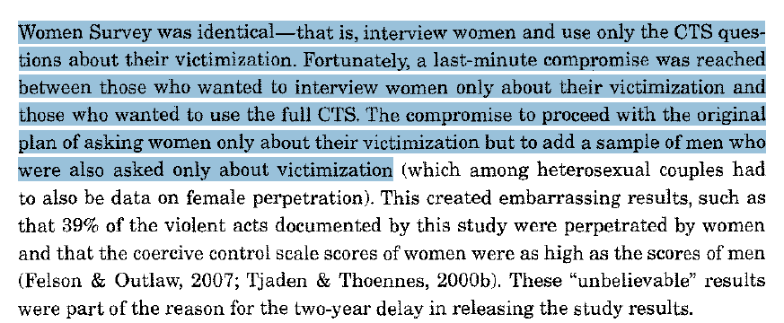 2 - Faire en sorte d'éviter d'avoir des données sur les violences femme->mariEt on retrouve l'Institut National de Justice aux USA qui avait produit un rapport (National Violence Against Women Survey)Si si vous savez, l'institut qui questionnait la méthodologie CTS de Straus.