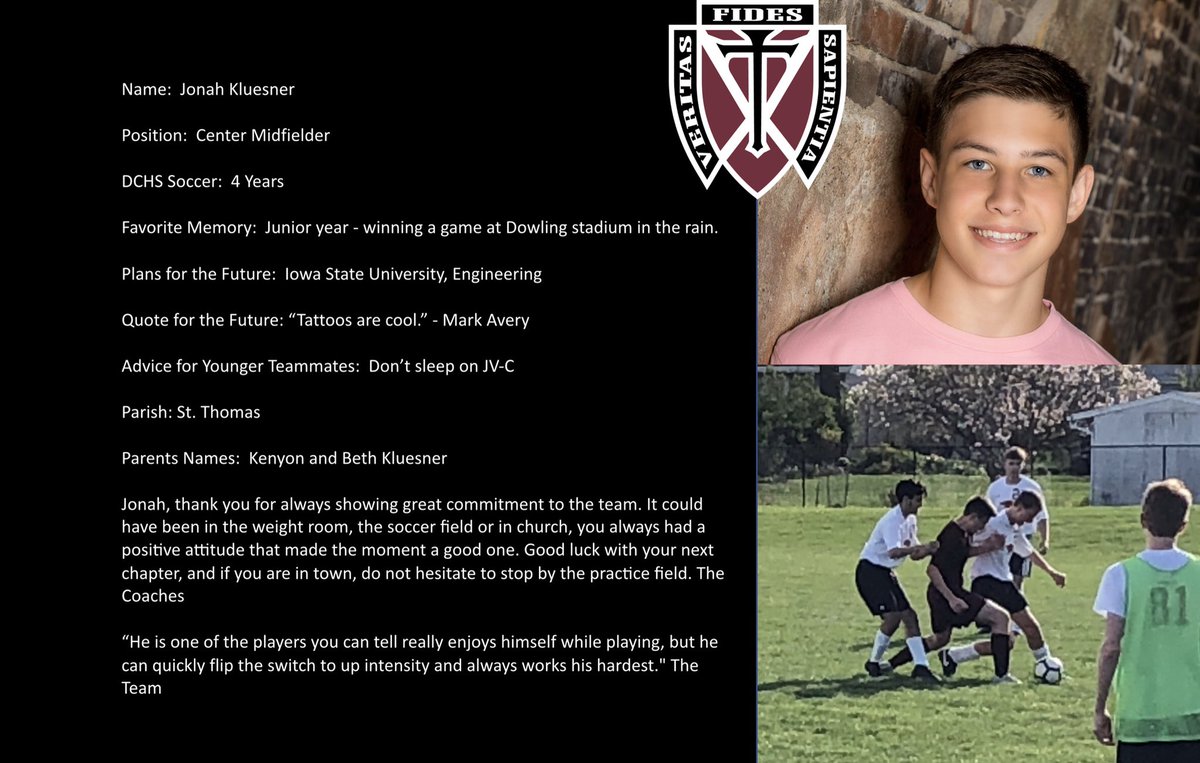 DCHSBoysSoccer's tweet photo. 2020 Senior Spotlight:
Jonah Kluesner. Midfielder.
@MaroonCrew https://t.co/ZZ9o7jlteV