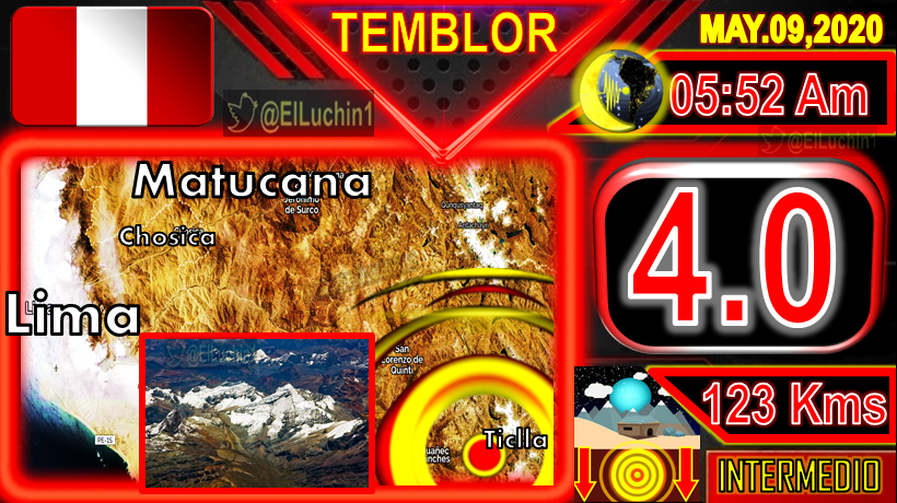 elluchin1's tweet photo. 🇵🇪➡#Temblor 4.0⚡#IGP 🏔Nevado #Ticlla a 36 Kms al NorOeste de #Yauyos
INTERMEDIO🔰123 Kms
⏱05:52 Am 🌌Madrugada Pata🇵🇪
D. #Lima #Peru🇵🇪
#FelizSabado  #Sismo 
#Earthquake https://t.co/CoeThkuXAZ