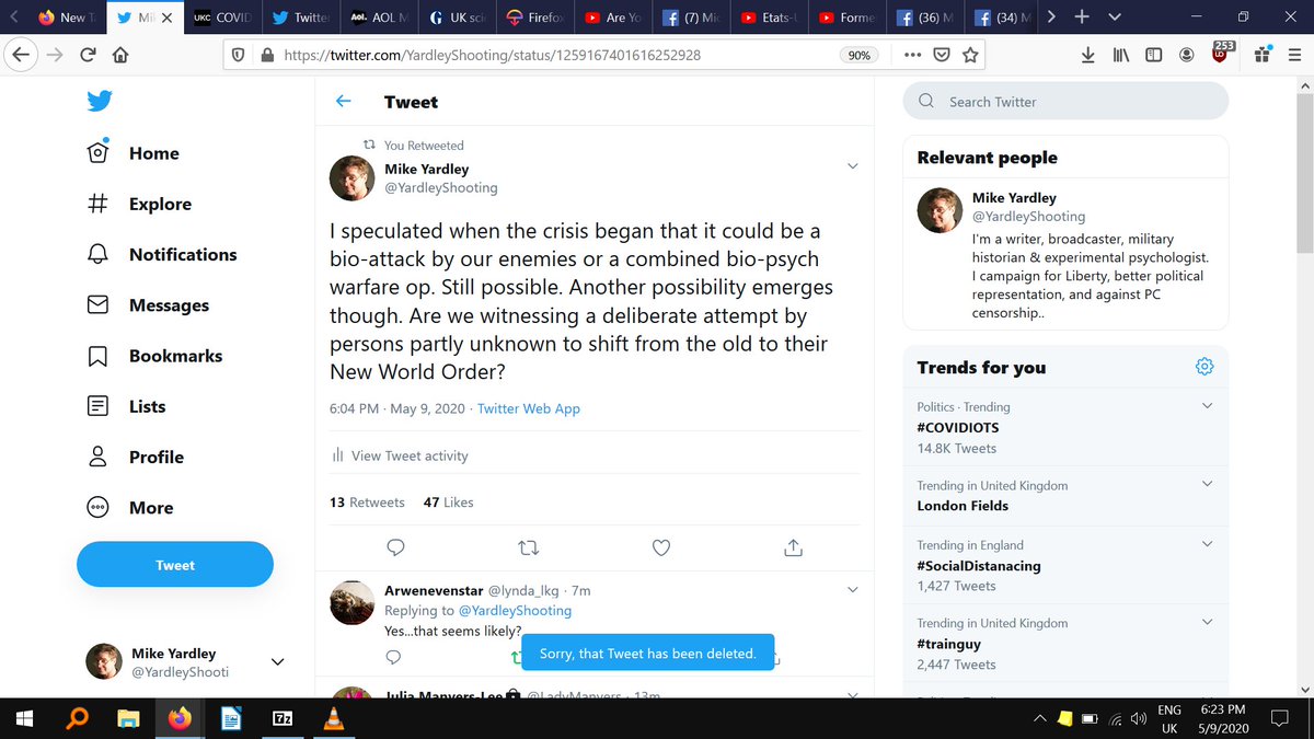 YardleyShooting's tweet image. They are saying this has been deleted. It hasn't of course - just another fake deletion. It's important, though. So, please RT. I am obviously on the money if it needs to be deleted so quickly. #OverTheTarget #NWO