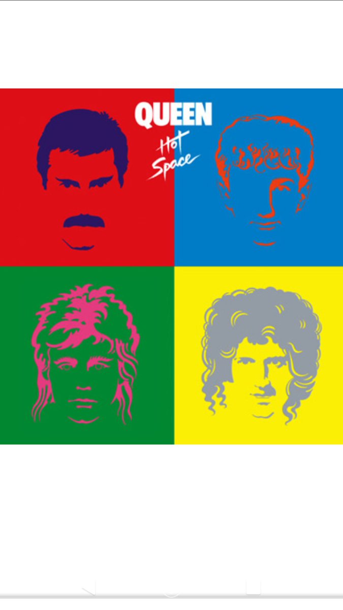 Mik A Twitter Hot Space アルバムジャケットは フレディ マーキュリーの発案で アンディ ウォーホル風のシルクスクリーン版画スタイルになっており ４人のメンバーを４分割して配置 と あります 良いデザインはオマージュされるのですね