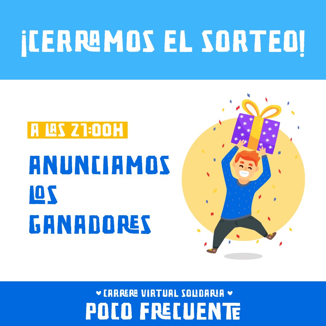 ¡Sorteo cerrado, 21:00 ganadores, suerte!
