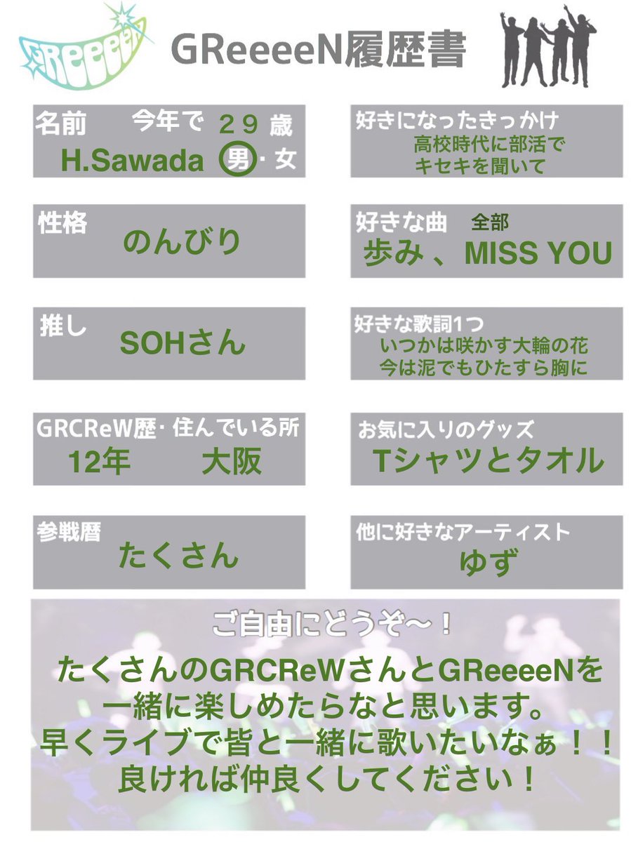 Greeeen履歴書 Greeeen履歴書