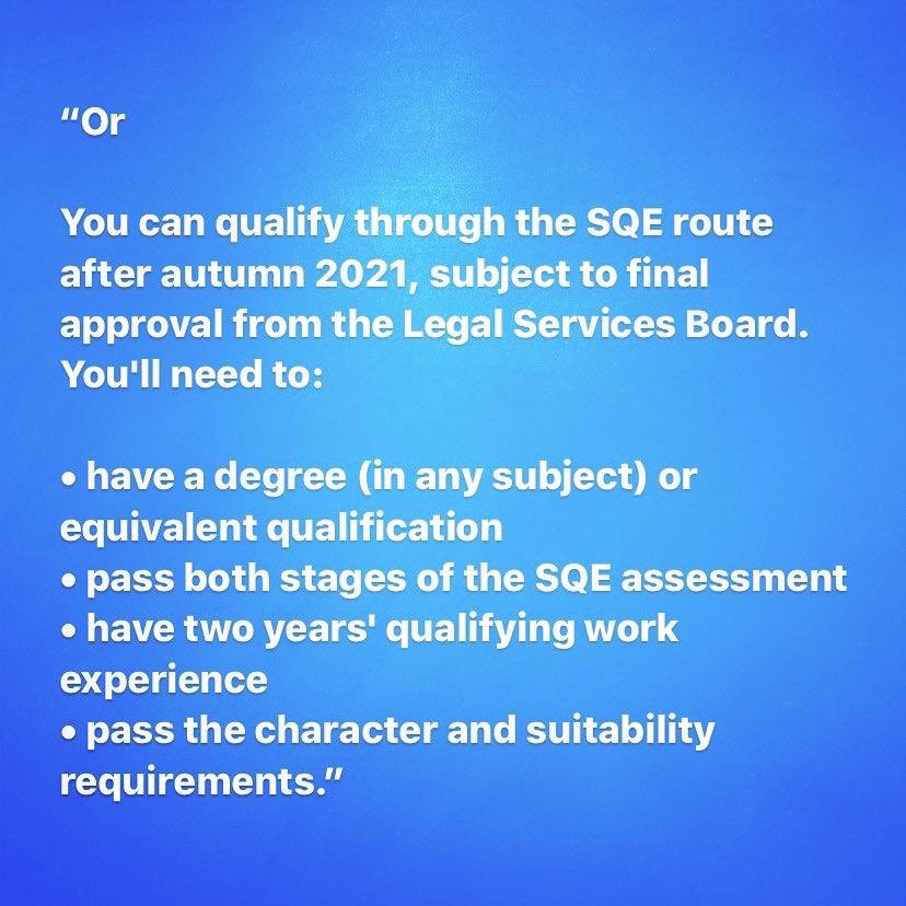 3/ ... The text in the images is from the  @sra_solicitors website - Head over to  http://SRA.org.uk  to read their latest updates on the  #SQE proposals.