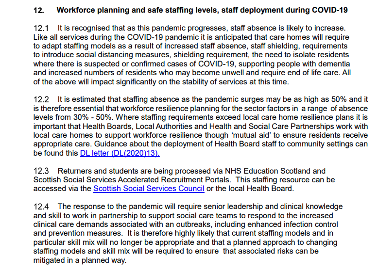 While the  guidance has no references to workforce and only 2 references to staffing (weird, as that's a major issue), the  guidance has 8 paragraphs on workforce planning:
