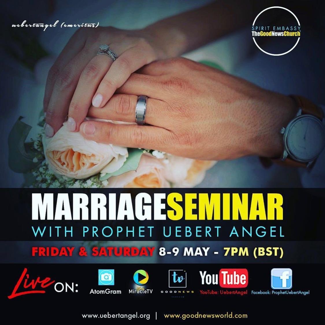 RTekile's tweet photo. Join in tonight Prophet Uebert Angel and Prophetess BeBe Angel will be live for the second day of MARRIAGE SEMINAR a continuation from yesterday you have to hear this truth your marriage will be sweeter than eve before#@UebertAngel #@BeverlyUAngel #@GJ_Banks #@evejordanbanks https://t.co/apWUjB7siU