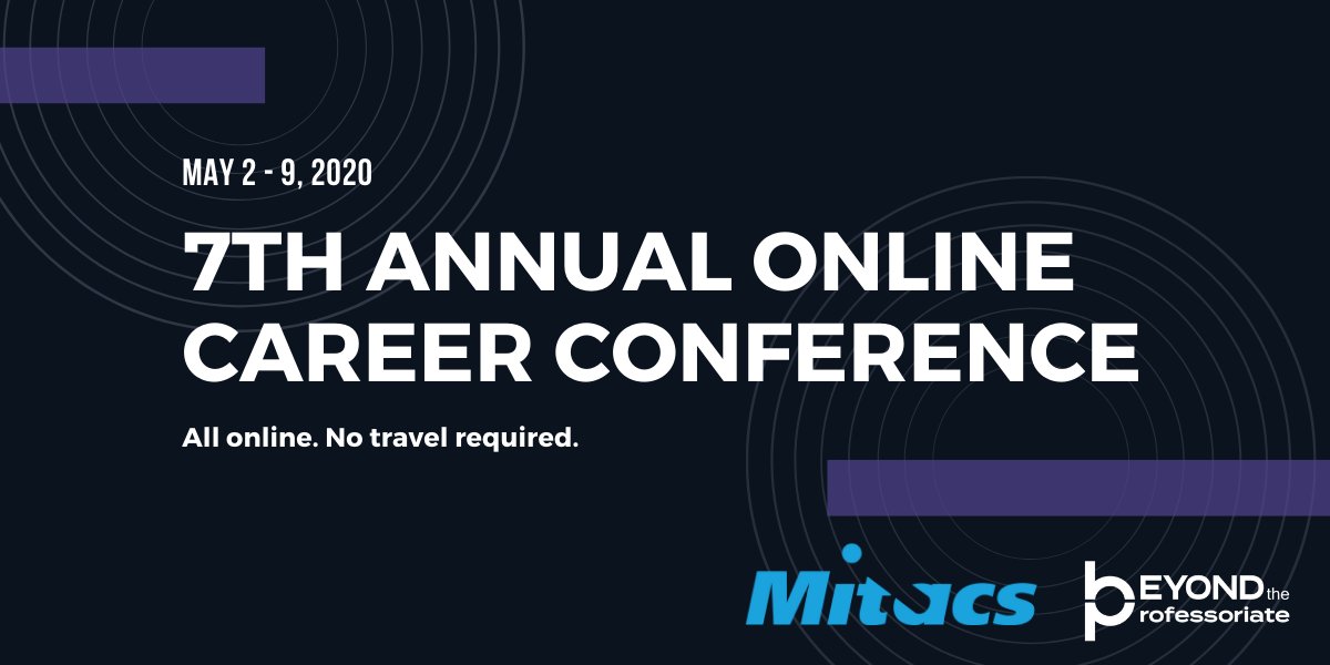 BeyondProf's tweet image. Thank you to our #beyondprof conference partner, @MitacsCanada. We're looking forward to today's panels with PhDs on all aspects of job searching and #postac careers. See our full program for the conference here: buff.ly/2KQCyDb