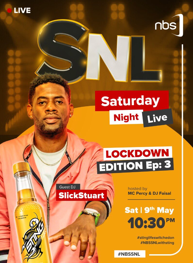 ndagijerichie's tweet photo. Hosted by @McPercyUg and DJ @FaisalKimuli featuring the best Deejay Duo in EA @djSlickStuart and @DjRoja with the beautiful MC @ztotto alongside @SuperKiraka, tonight's #NBSSNL is the only thing to lighten up your livingroom. Brought to you by @nbstv and sponsored by @PepsiUganda https://t.co/KS68qDcn3a