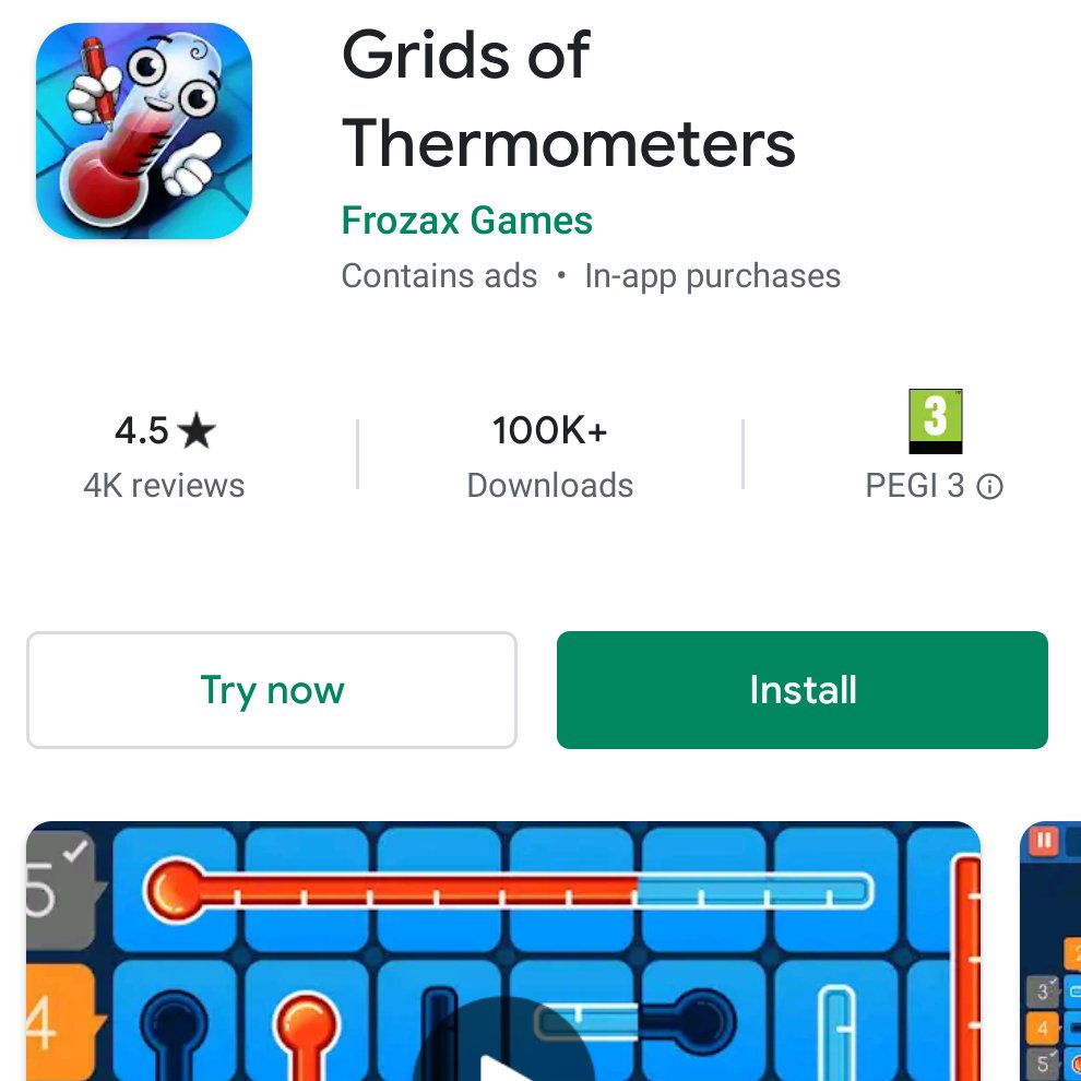 Frozax's tweet photo. Want to play a puzzle game #gridsofthermometers without installing it? It's now possible on #android, as the game is available as an "instant app". #screenshotsaturday #gamedev https://t.co/Ihquf4cUcR https://t.co/dFn2vhyJA9