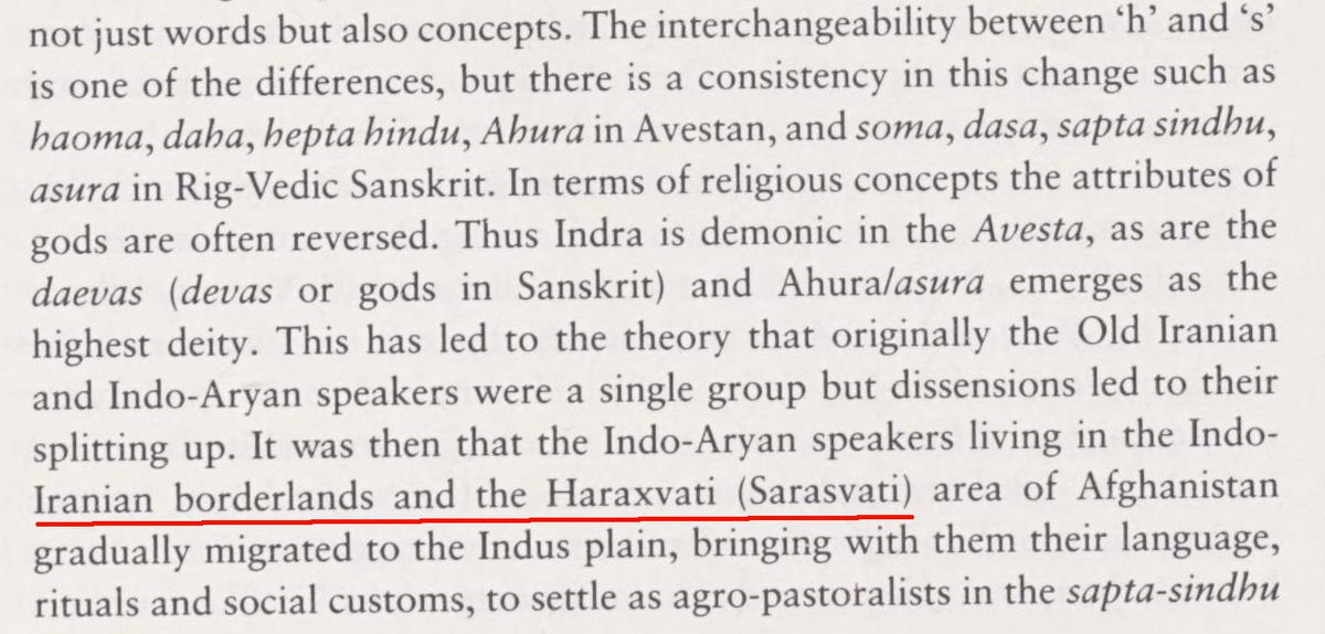 So, Romila Thapar now identified the "Entire Haraxvati plain" with the Sarasvati to get around this fact.Makes no sense. Not a single one of the rivers in that plain is mentioned in the RV. The geography is clearly in NW plains of Sapta Sindhu (Punj-ab)