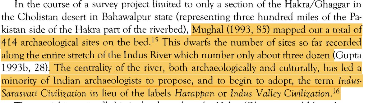 So, coming back –– archaeologists found 414 harappan archaeological sites on the banks of the Sarasvati (Ghagra) compared to just 36 on the entire Indus Plain. So many archaeologists proposed changing the name of IVC to SVC (Saraswati Valley Civilization).