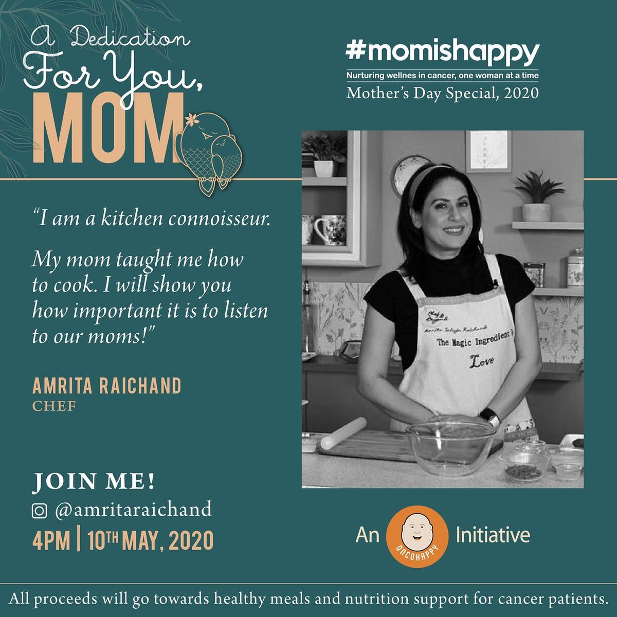 amritaraichand's tweet photo. I came across @OncoHappy an NGO dedicated to cancer care for patients. Join my live tomorrow at 4 pm where I will not only be speaking to 3 lucky moms but will also be sharing a noble cause for you to donate if you wish to! To donate, check out the link https://t.co/x22uuvKD5I https://t.co/QmccLGpvax
