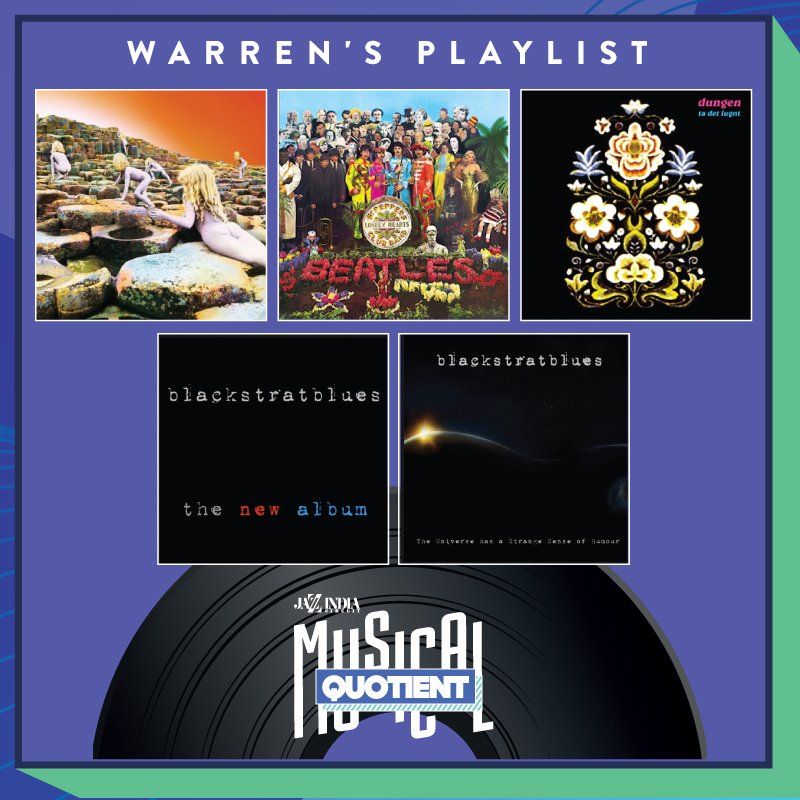 JazzIndCircuit's tweet photo. Listen to some of Warren Mendonsa’s favourite tunes to beat your #quarantineblues
1. A Day in the Life by Beatles
2. The Rain Song by Led Zeppelin
3. Panda by Dungen
And some @blackstratblues specials:
4. Folkish Three
5. Ode to a Sunny Day
6. Renaissance Mission https://t.co/VNdZwySwgP