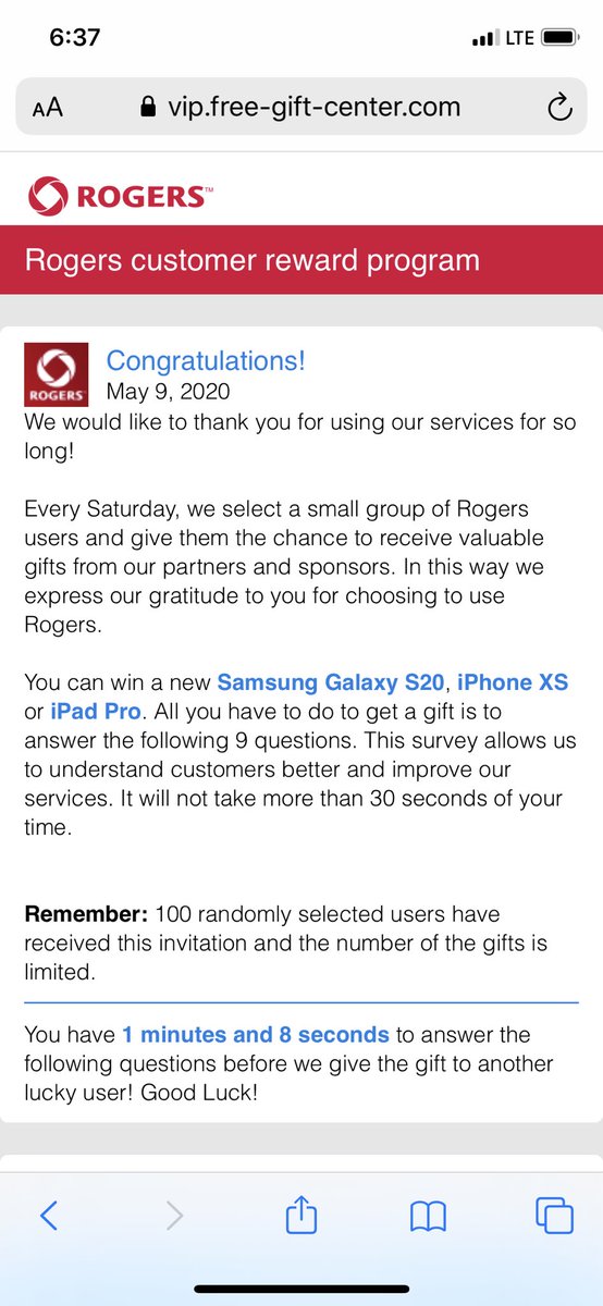 DerekJCPA's tweet photo. @Rogers there may be a new phishing scam out and about.  This one hit me a few times this morning while I was surfing on @CBCNews https://t.co/6c6B4Bmuhk